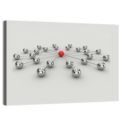 Radial Network with Red Hub Wall Art