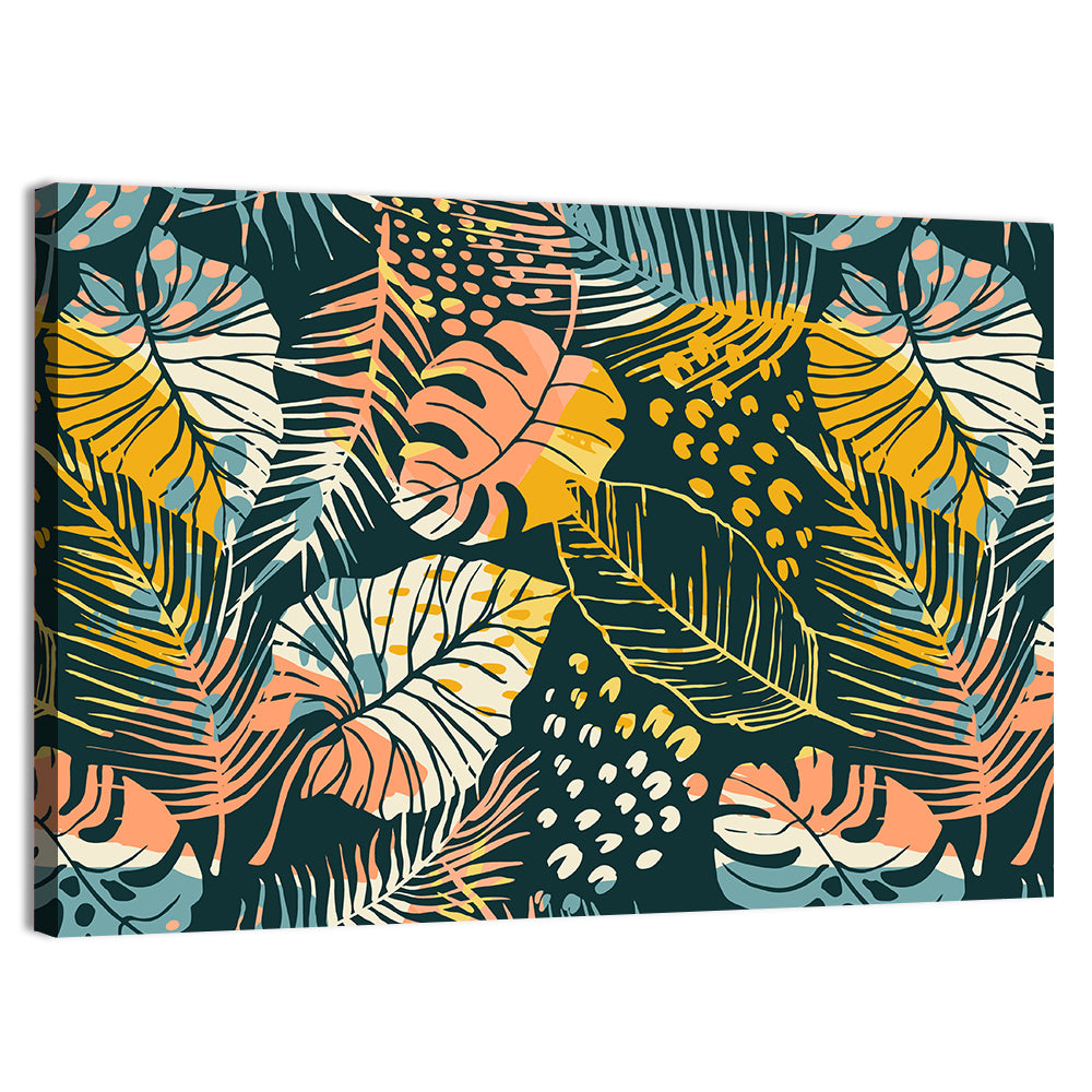 Tropical Monstera Palm Pattern Wall Art, canvas print, landscape