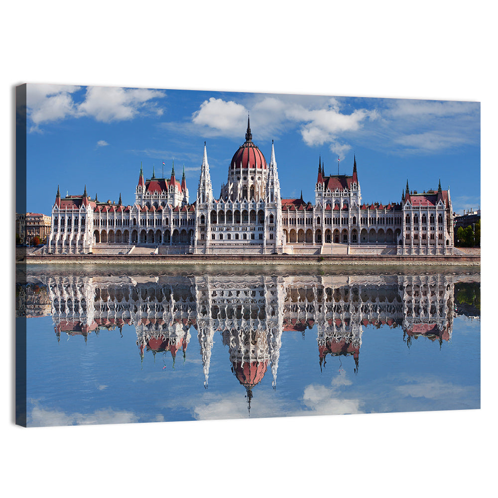Hungarian Parliament Dome Reflection Wall Art, canvas print, landscape