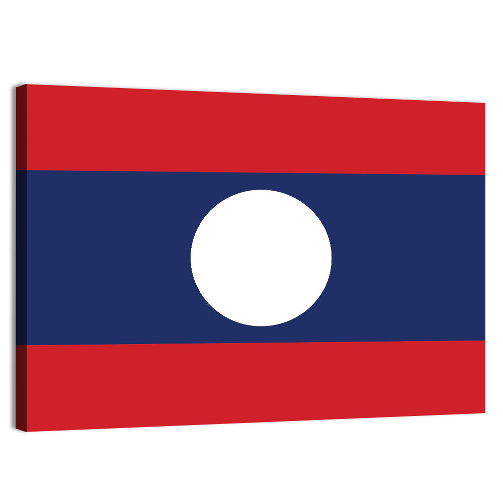 Laos Flag Minimalist Graphic Wall Art, canvas print, landscape