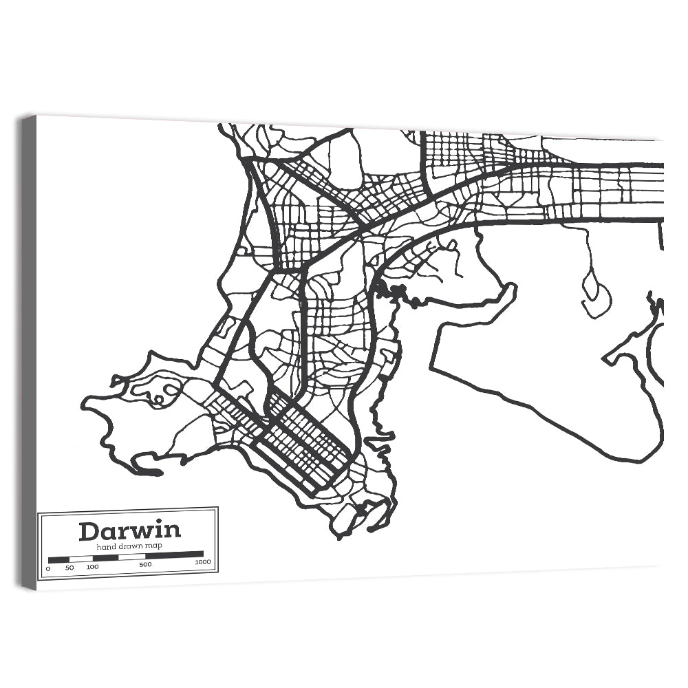 Darwin Minimalist City Map Wall Art