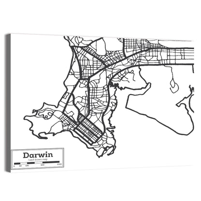 Darwin Minimalist City Map Wall Art