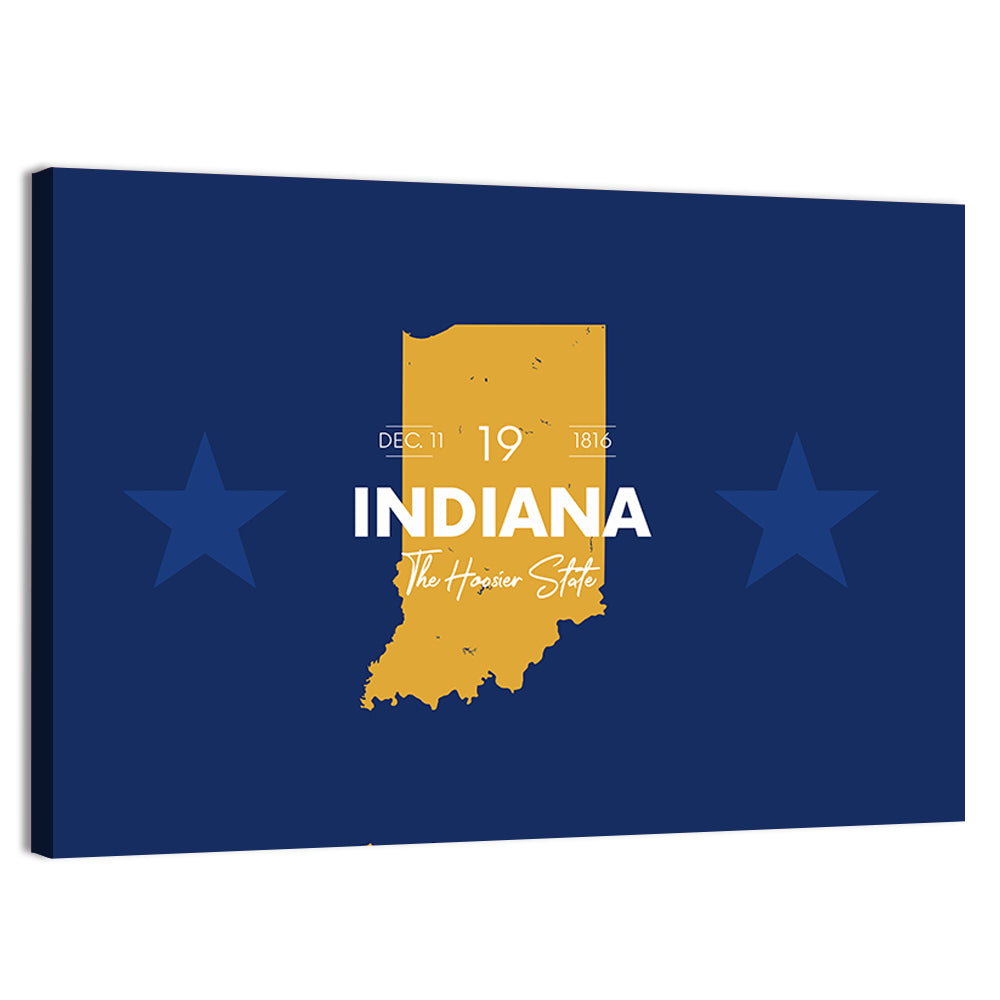 Indiana Typographic Map Wall Art