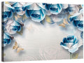 Blue Rose Border with Gold Butterflies Wall Art