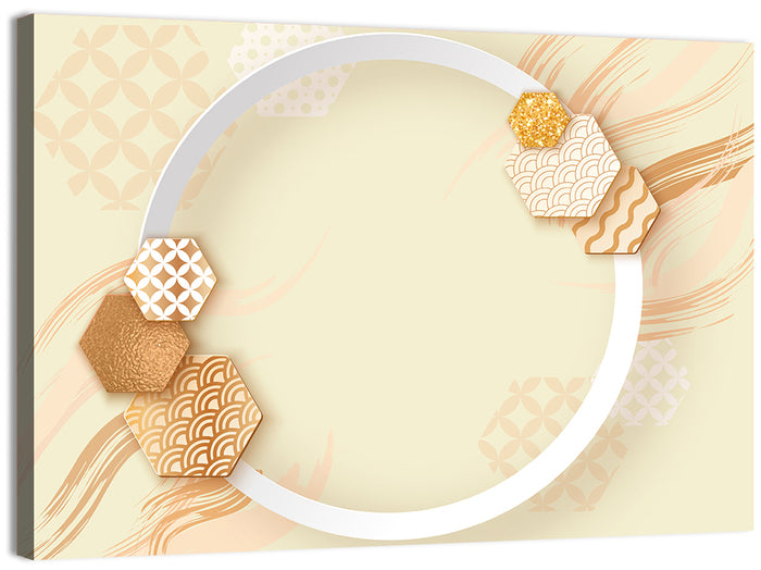 Cream and Gold Geometric Circle Wall Art as a canvas print