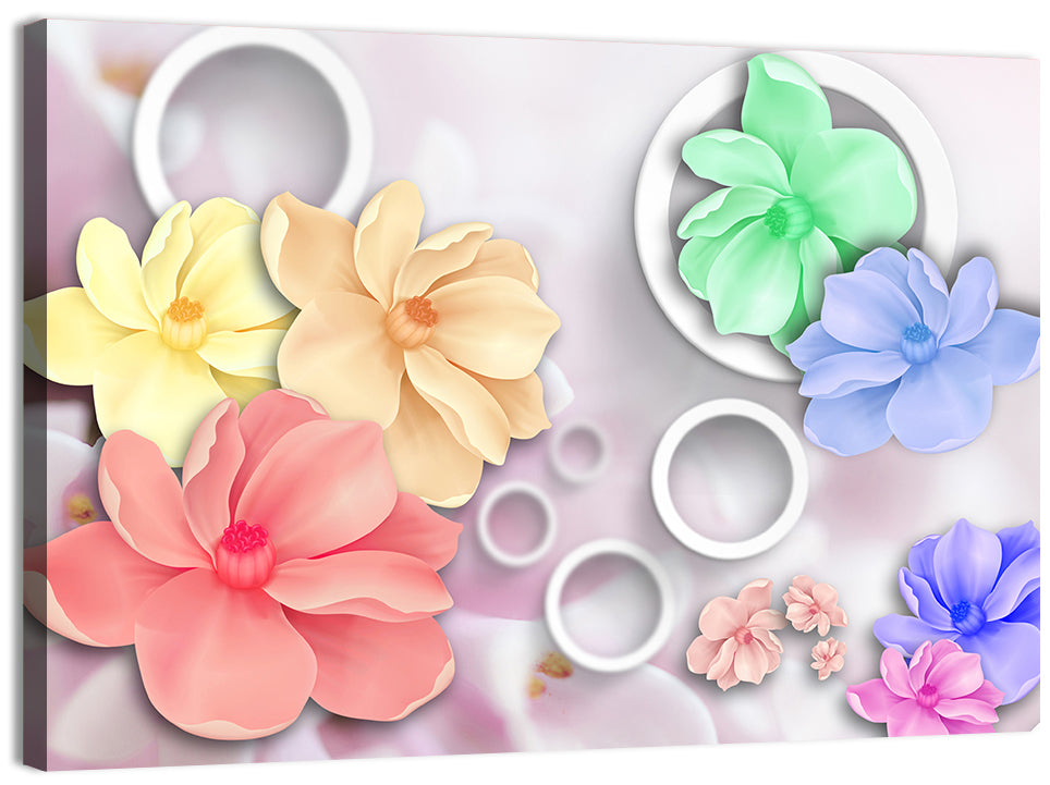 Layered Floral Circles Wall Art, canvas print, landscape