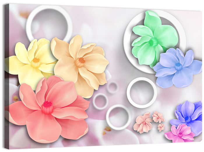 Layered Floral Circles Wall Art as a canvas print