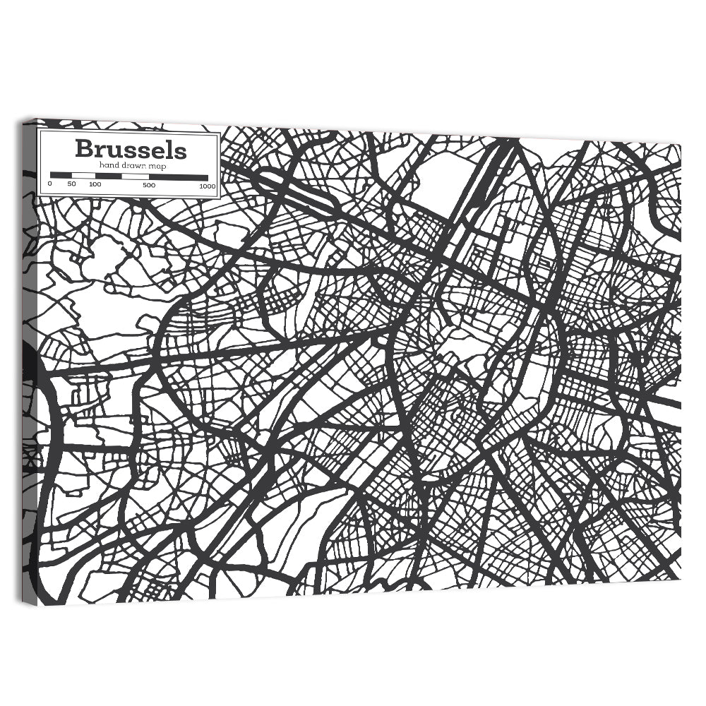 Brussels Hand Drawn City Map Wall Art