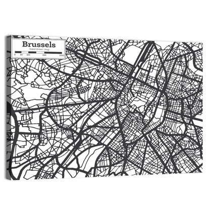 Brussels Hand Drawn City Map Wall Art