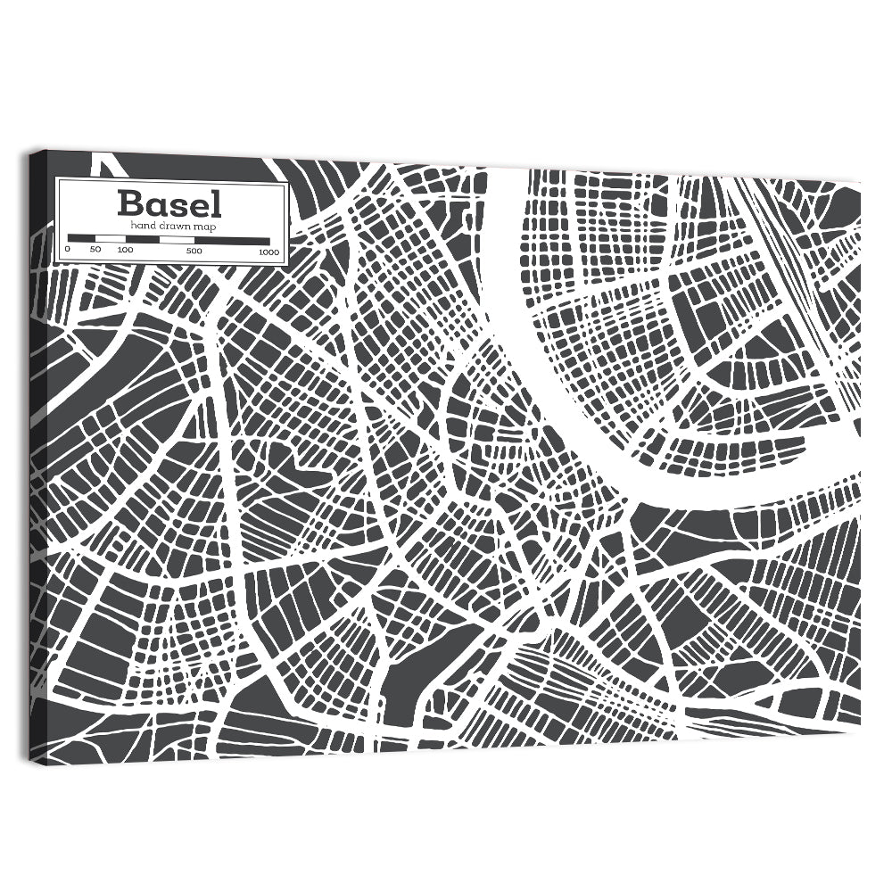 Basel River Bend Map Wall Art