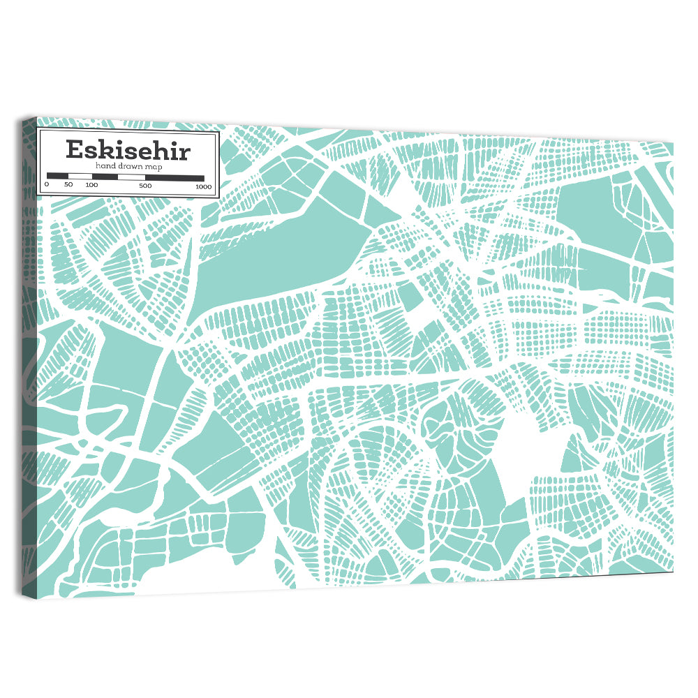 Eskisehir Street Grid Map Wall Art