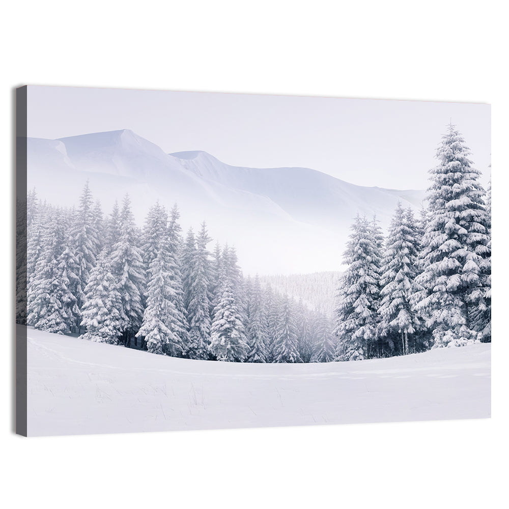 Foggy Winter Mountains Wall Art, canvas print, landscape