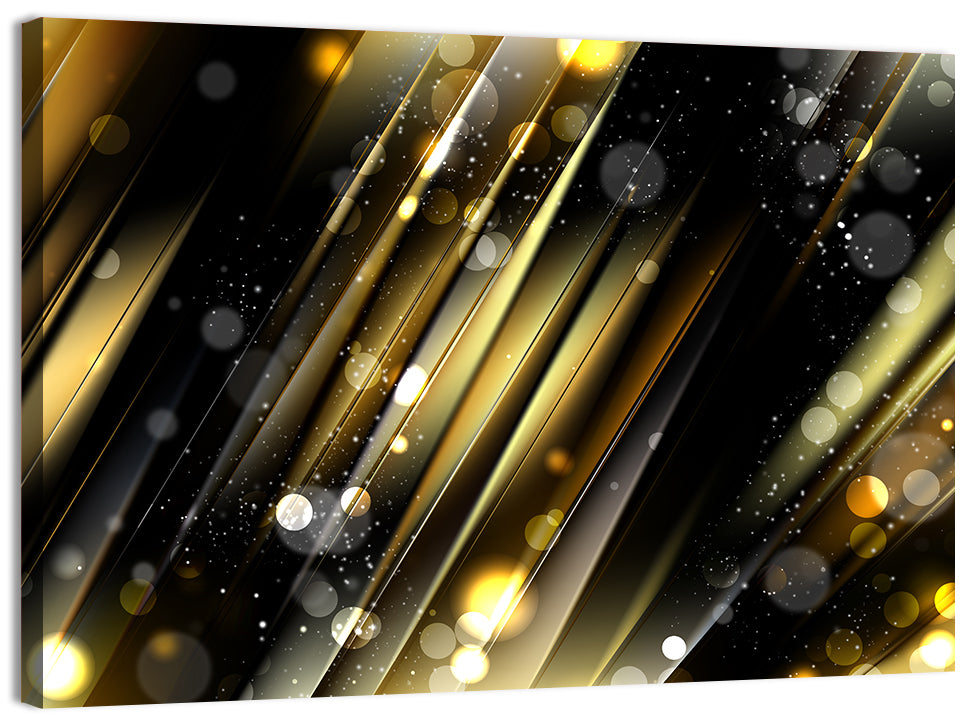 Black and Gold Diagonal Lights Wall Art
