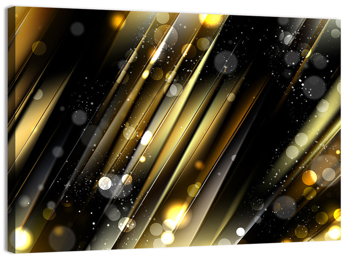 Black and Gold Diagonal Lights Wall Art as a canvas print