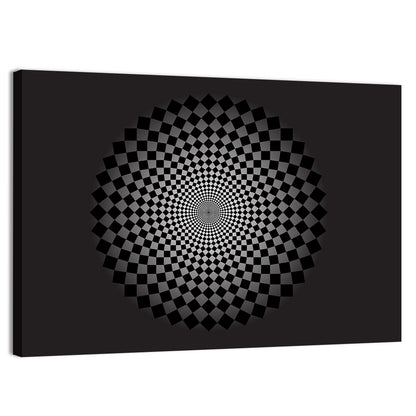 Monochrome Checkerboard Spiral Wall Art