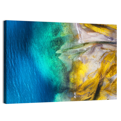 Beach & Sea From Air In  Iceland Wall Art