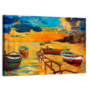 Sunset Over Ocean Artwork Wall Art