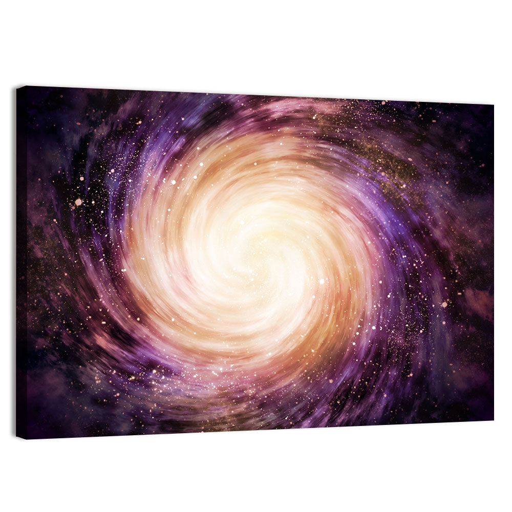 Spiral Galaxy with Golden Core Wall Art, canvas print, landscape