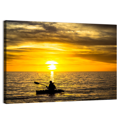 Kayaker at Golden Sunset Wall Art