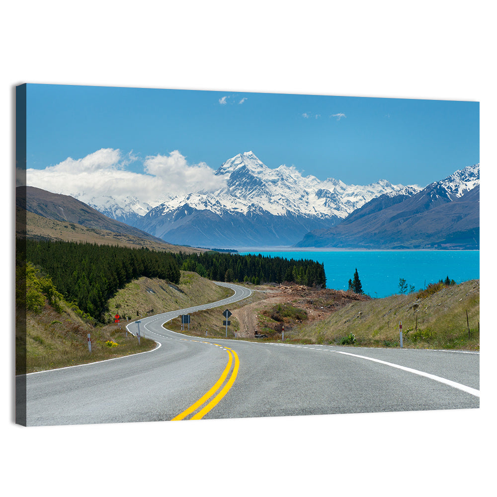 Road to Aoraki Mount Cook Wall Art, canvas print, landscape
