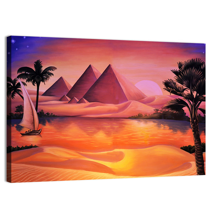 Giza Sunset Over Great Pyramids Wall Art as a canvas print