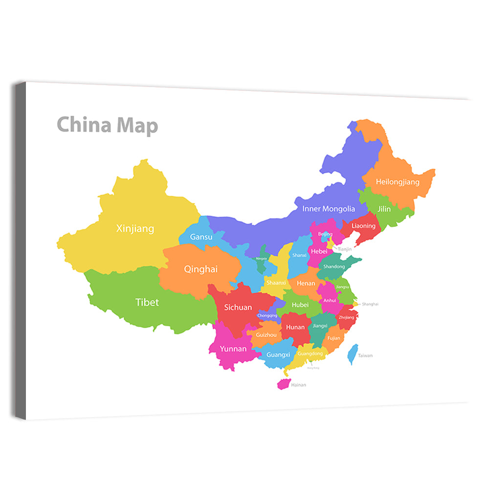 Map of China Wall Art, canvas print, landscape