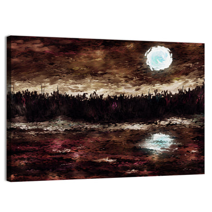 Moonlit Marsh Reflection Wall Art
