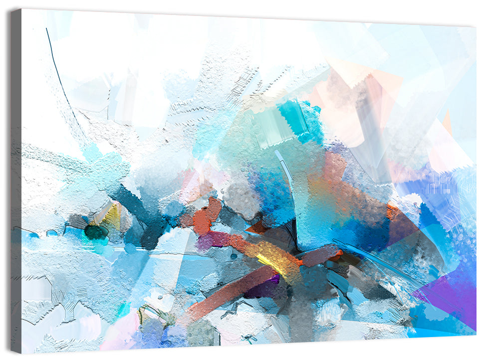 Colorful Brushstrokes with Geometric Planes Wall Art, canvas print, landscape