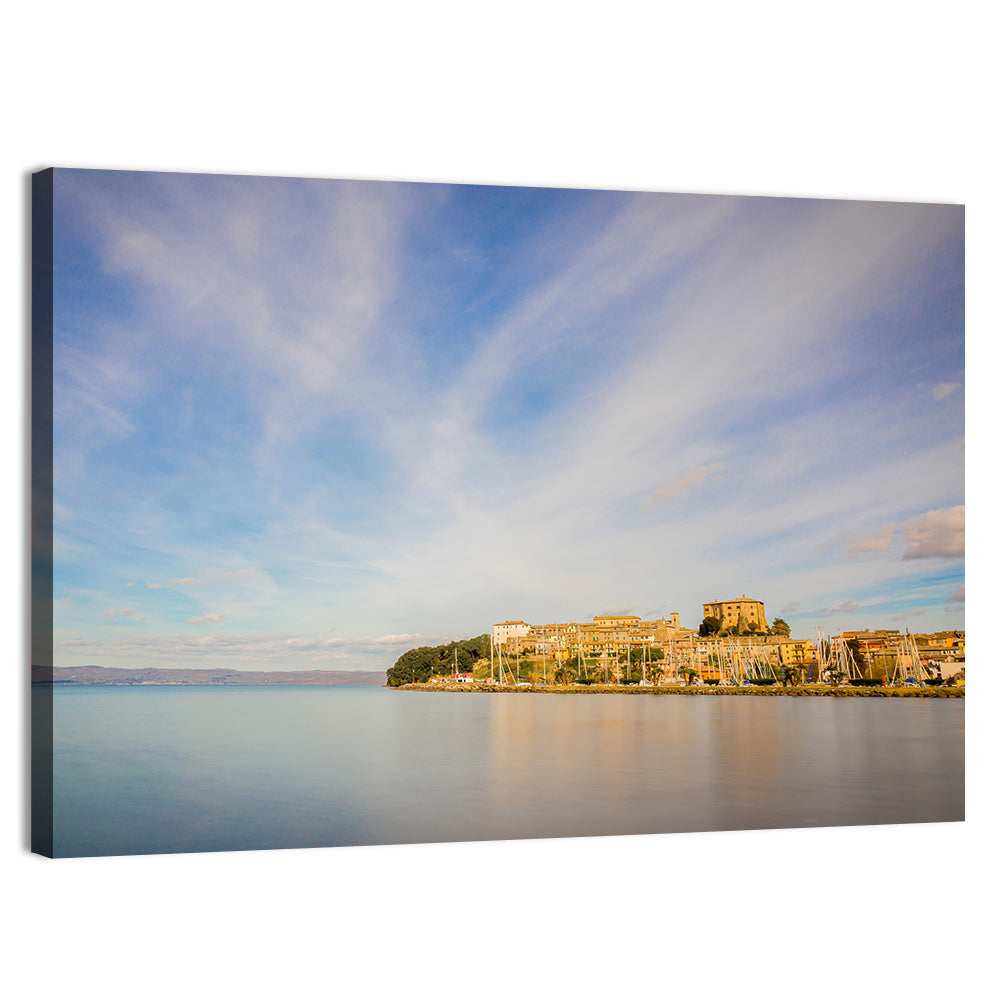 Bolsena Lakeside Harbor View Wall Art, canvas print, landscape