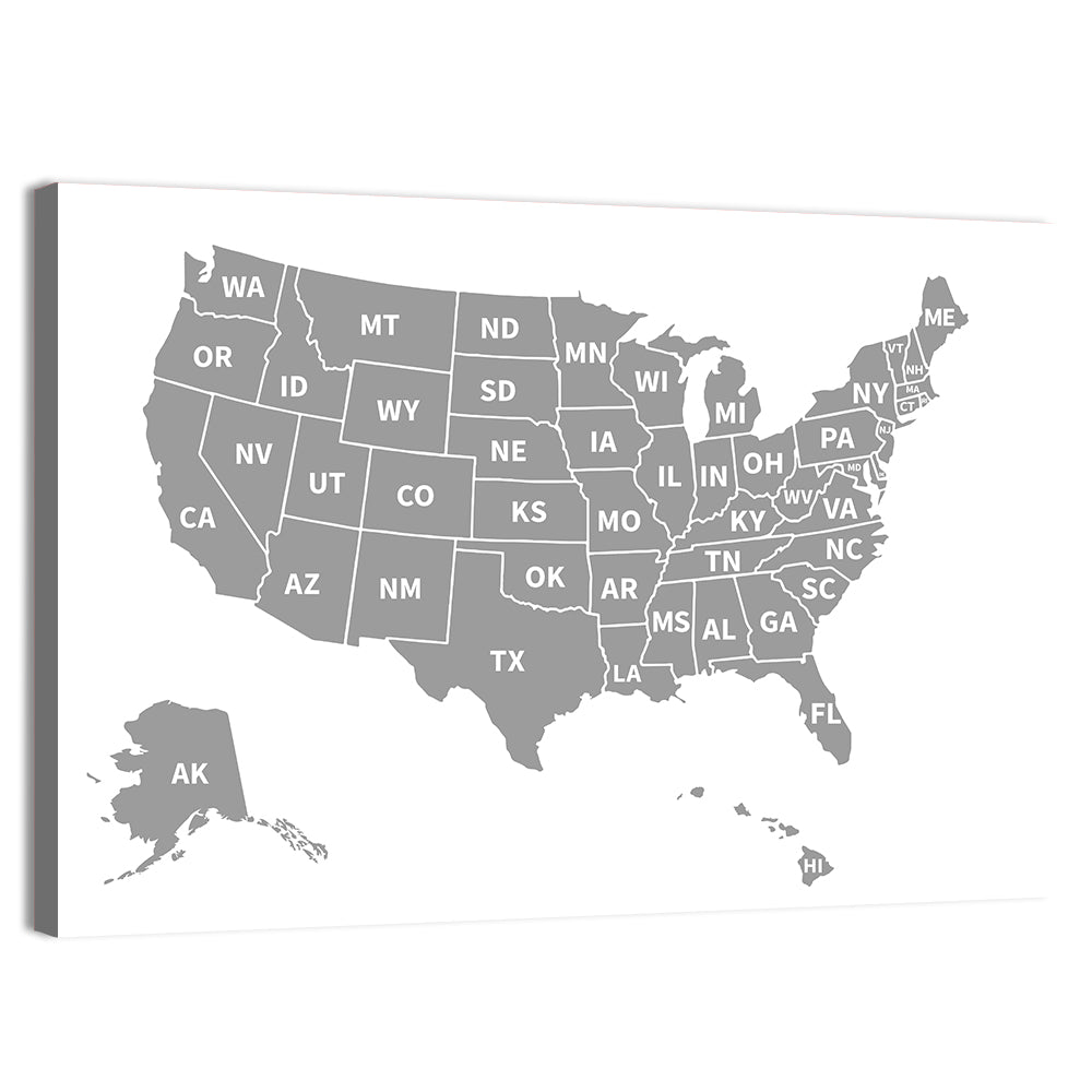 United States Map Wall Art, canvas print, landscape