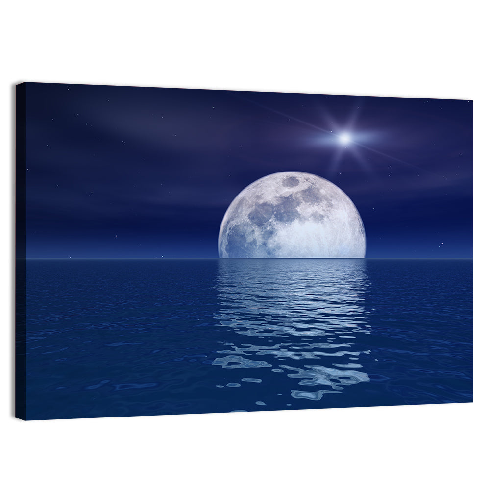 Quasar Star Over Moonlit Sea Wall Art