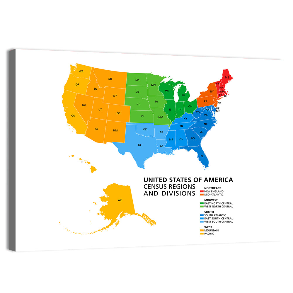 United States Political Map Wall Art