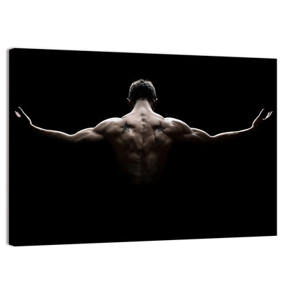 Muscular Back with Nautical Star Tattoos Wall Art