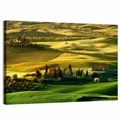 Tuscany Fields at Golden Hour Wall Art