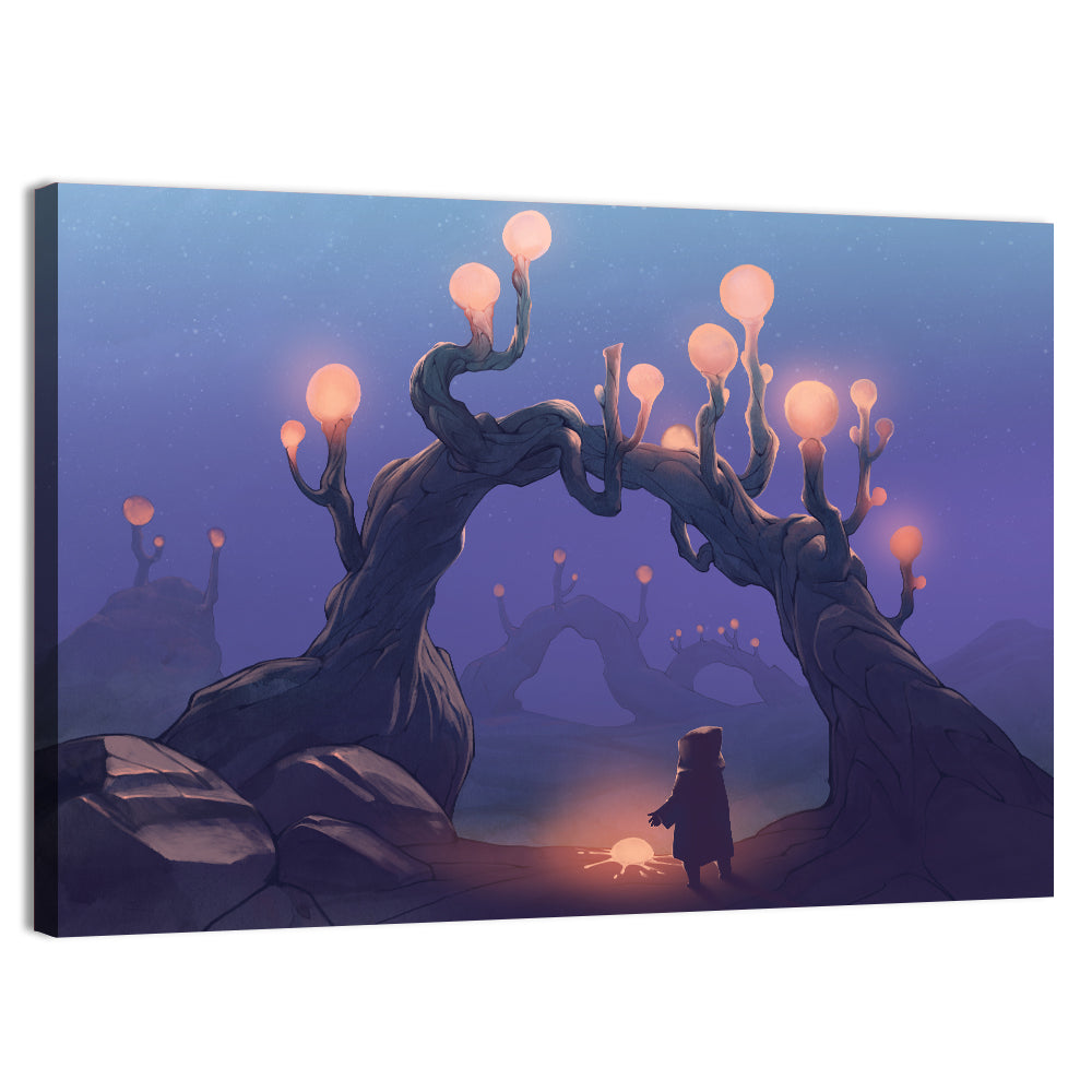 Glowing Archway in Surreal Forest Wall Art