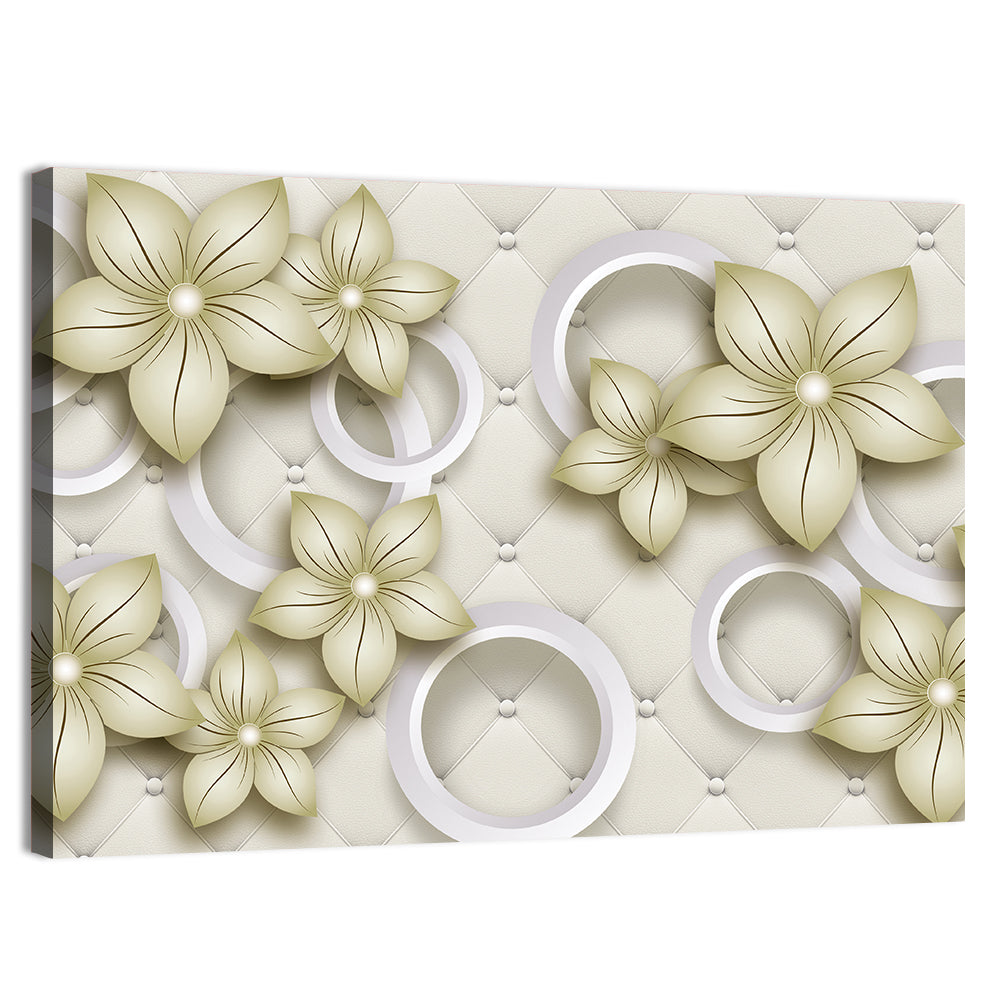 Cream Tufted Floral Rings Wall Art