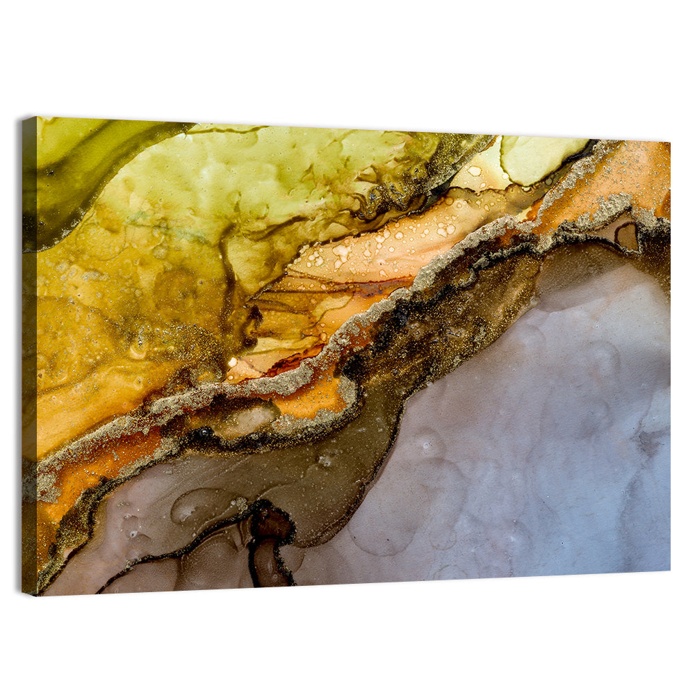 Glittering Vein Alcohol Ink Abstract Wall Art