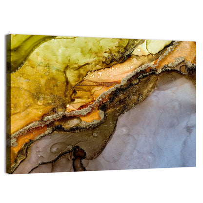 Glittering Vein Alcohol Ink Abstract Wall Art