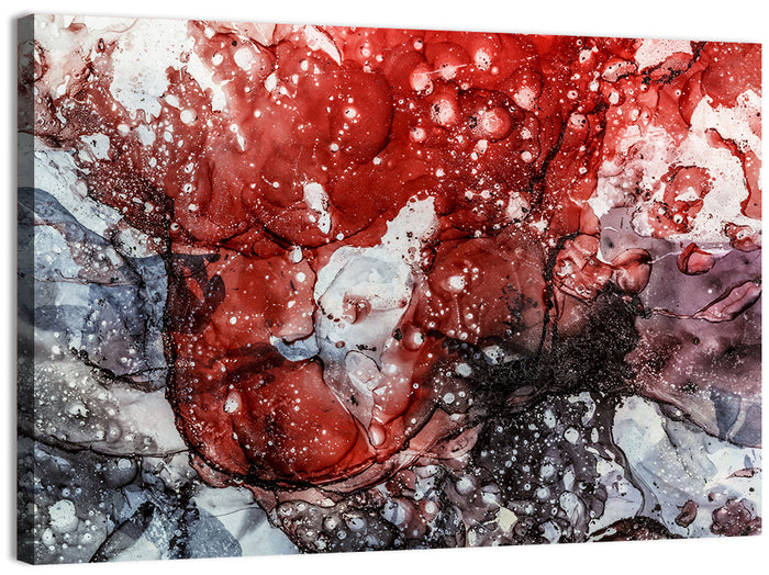 Maroon and Gray Alcohol Ink Abstract Wall Art as a canvas print