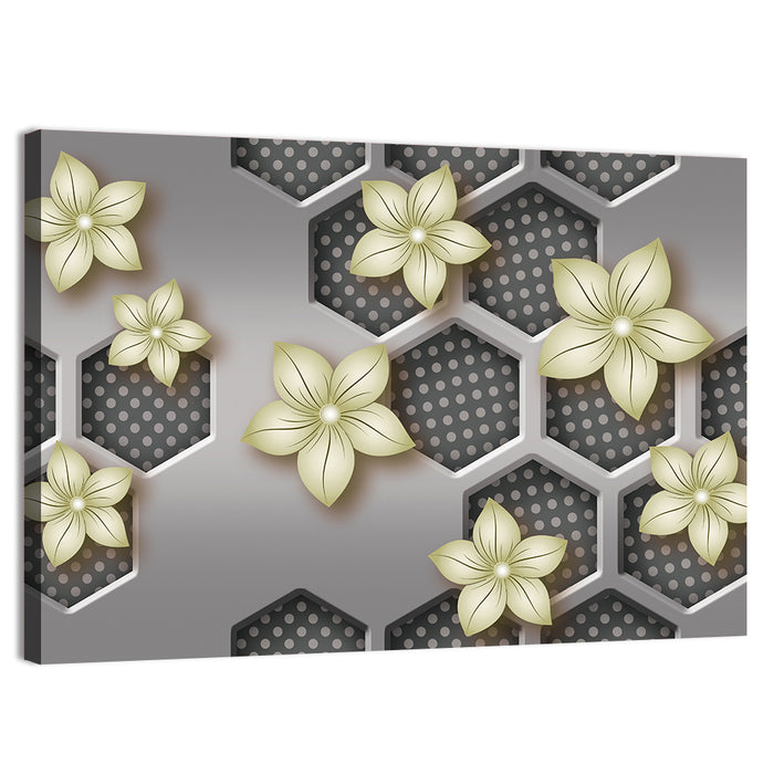 Honeycomb 3d Flower Mural Wall Art as a canvas print