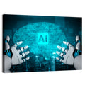 Glowing Ai Brain with Robotic Hands Wall Art