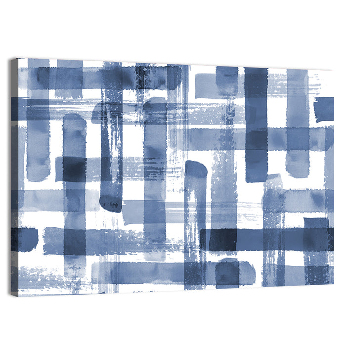 Indigo Brushstrokes Grid Wall Art as a canvas print