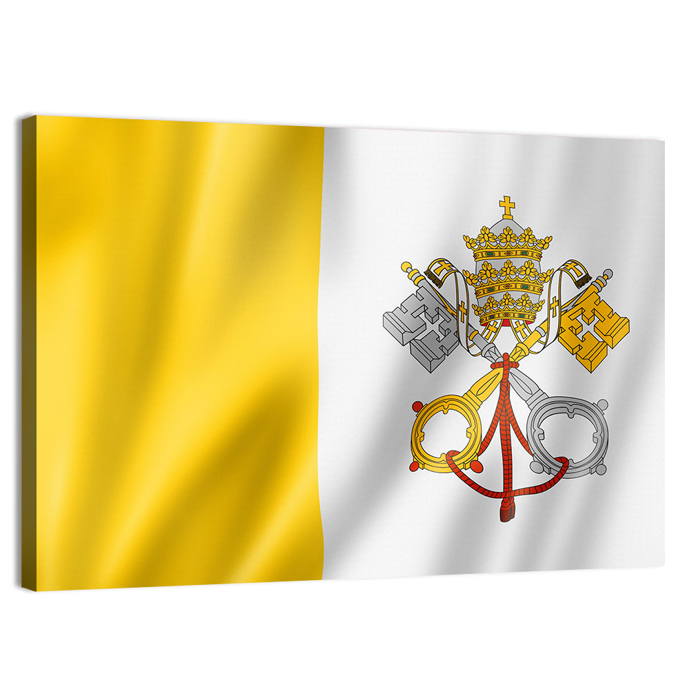 Vatican City Flag with Papal Emblem Wall Art, canvas print, landscape