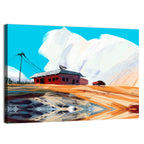Red House in Desert Wall Art