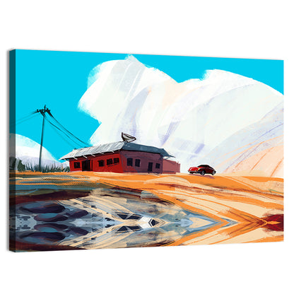 Red House In Desert Artwork Wall Art