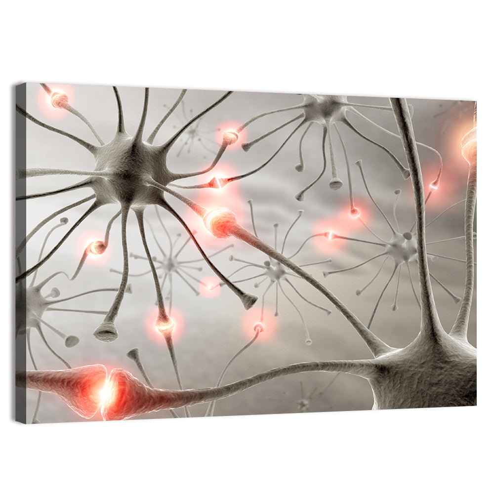 Hardwired Neurons with Glowing Synapses Wall Art, canvas print, landscape