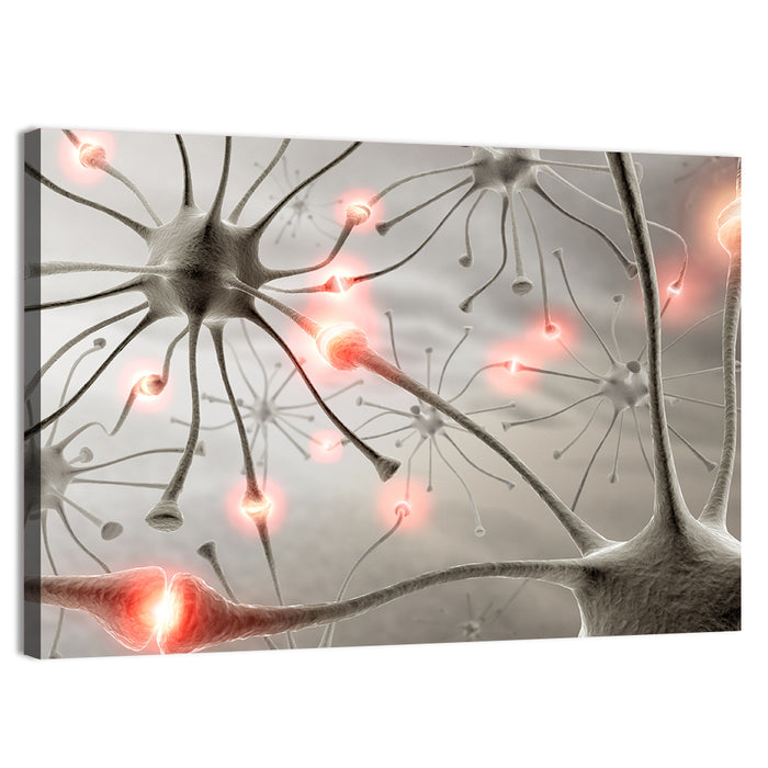 Hardwired Neurons with Glowing Synapses Wall Art as a canvas print