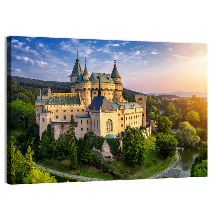 Bojnice Castle at Sunset Wall Art