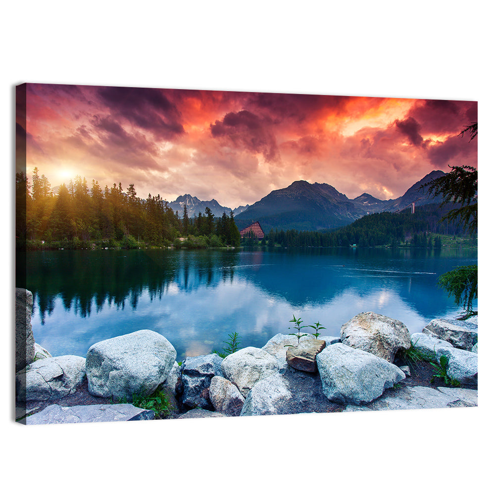 Sunset Over Štrbské Pleso Wall Art