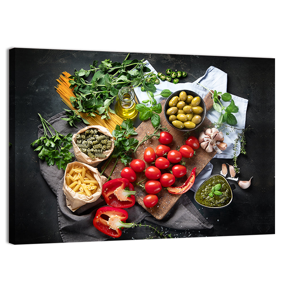 Italian Ingredients Flat Lay Wall Art